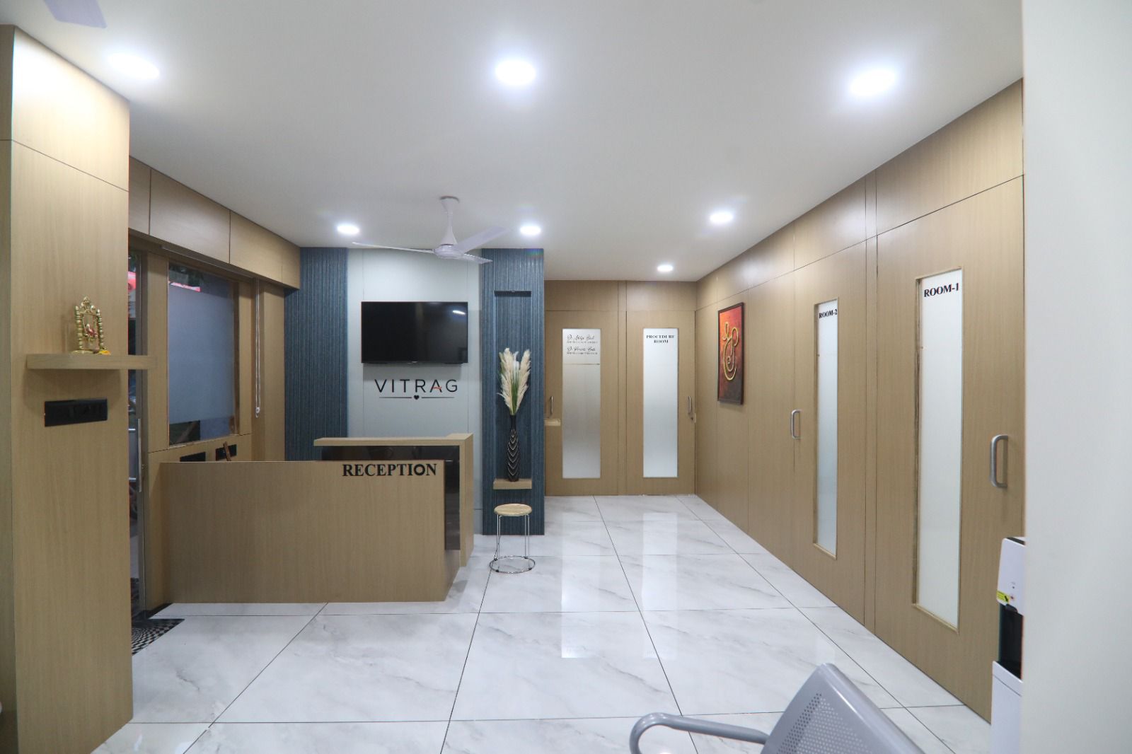 Reception desk and patient corridor at Vitrag Hospital